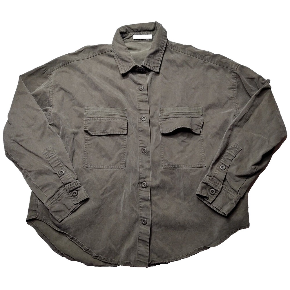 CARMAR SHACKET Olive Drab Tencel Blend Long Sleeve Button - Women Medium